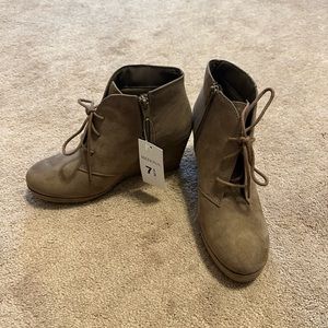 Taupe Wedge Booties - Size 7 1/2 - NWT